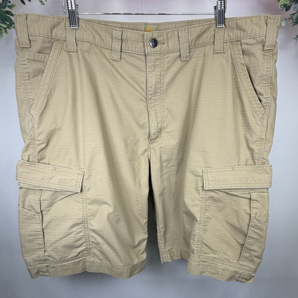 Carhartt Broxton Cargo Shorts Mens 44 Khaki Tan Relaxed Fit Workwear Utility